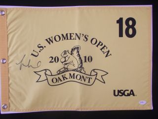 2010 US Womens Open Michelle Wie Signed Pin Flag JSA Certified