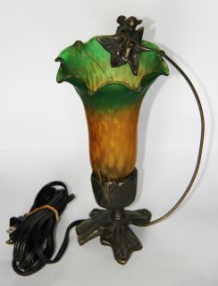 Vintage Meyda Tiffany Pond Lily Metal Table Lamp