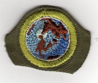 World Brotherhood Merit Badge Type E Narrow Crimped Khaki Mint