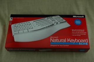 Microsoft Natural Keyboard Elite PS2 USB Adapter Ergonomic Ergo White
