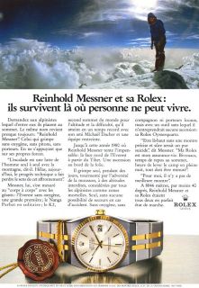 Rolex Datejust Oysterquartz Mens Watch Messner 1987 Print Ad