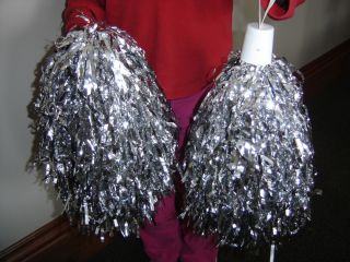 Silver Metallic Pom Pon Poms for Cheerleader Cheerleading
