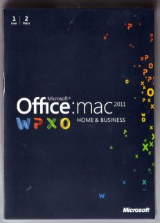 Microsoft Office Mac Home and Business 2011 For 2 Macs   NIB   W9F
