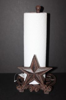 STAR PAPER TOWEL HOLDER DISTRESSED WROUGHT IRON WESTERN STAR
