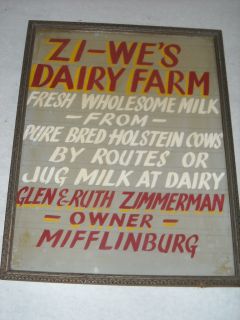  Lettered Sign Zi Wes Dairy Farm Mifflinburg Holstein Cows in Frame