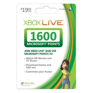 Xbox Live Microsoft Points 1600 New