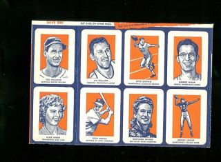 1952 Wheaties Uncut 8 Card Sheet Ted Williams Mikan