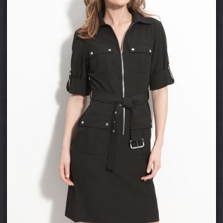 Michael Michael Kors Black Belted Dress $120 Sz Petite Large