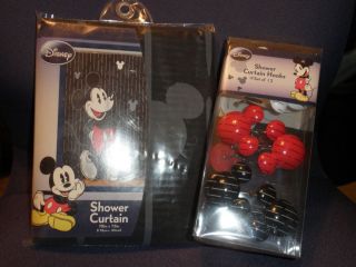 Mickey Mouse Clubhouse Shower Curtain and Hook Set Disney New in