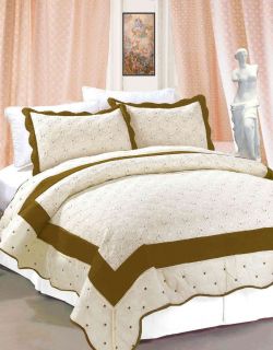 2pc Coffee Milano Bedspread Quilt Coverlet Twin