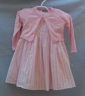 Rosetta Millington Boutique Pale Pink Stripe Dress 12mo + New Sweater