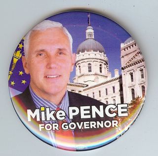 2012 Mike Pence for Governor 3 Pic Button from Indiana Republican