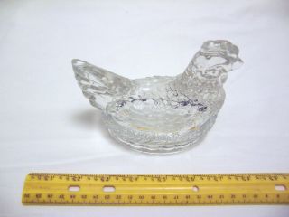Glass Chicken on The Nest JH Millstein Candy Container Thick Glass