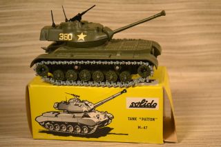 Solido 202 Tank Patton M 47 Color Olive Drab Mint in Box