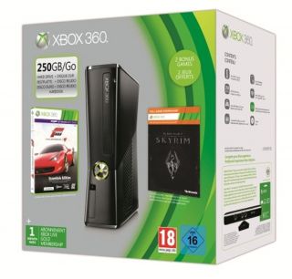 Microsoft Xbox 360 s Holiday Bundle 250 GB with 2 Games Forza 4 Skyrim