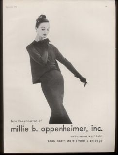 1956 Millie B Oppenheimer Womans Suit Photo Vintage Fashion Print Ad