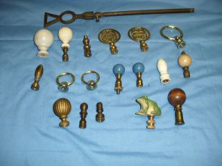 16 Lamp Light Finial Toppers Parts Frog Asian Vintage Brass