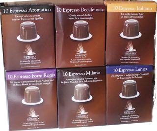60 x Nespresso Compatible Swiss Made Coffee Capsules 6 Blends to