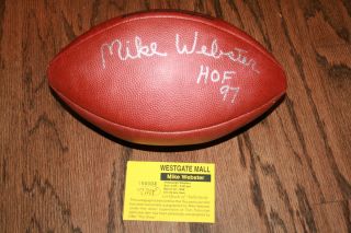 Mike Webster Signed Auto Official Wilson NFL Football Inscr HOF 97