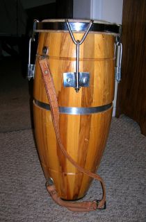 Hand Crafted E P s A Mexico Conga Drum Wood Natural 22” Tall Leather