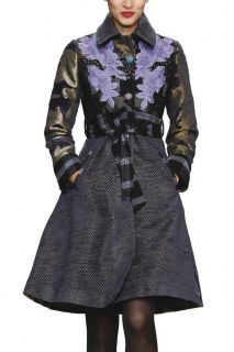 New Desigual Mina Formal Dress Coat in Purple Navy and Gold BNWT