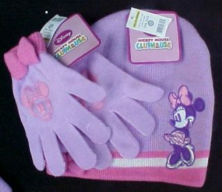 NWT Disney Mickey Mouse Clubhouse Minnie Cold Weather Set Hat & Gloves