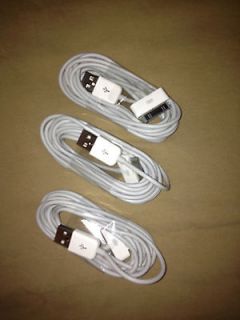 THREE) 10 FT Extra LONG White USB Charging Data Cable for iPhone