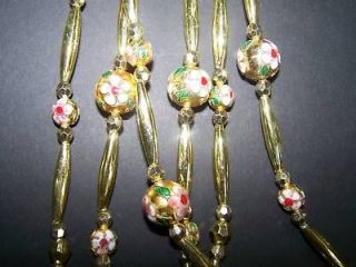 Beaded Garland for Christmas Tree NWT 8 ft long, gold & flower