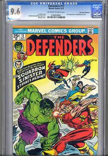 Defenders #13 CGC 9.6 OW/W Don Rosa Pedigree. Hulk battle cover