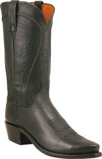 LUCCHESE 1883 N1597.54 BLACK BURNISHED RANCH HAND CALF COWBOY BOOTS