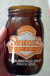 14) Original STEWARTS ROOT BEER Amber Glass Mason Pint Jar Bottles