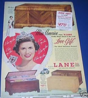1950 Lane Hope Chest Ad Miss America Jacque Mercer