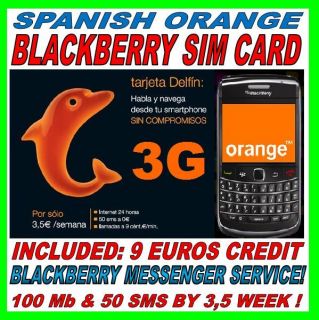 ORANGE DELFIN BLACKBERRY MESSENGER PREPAID 3G SIM CARD INTERNET SPAIN