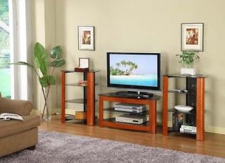 60 TV Stand with Mount & Matching A/V Component Towers w/ Cherry