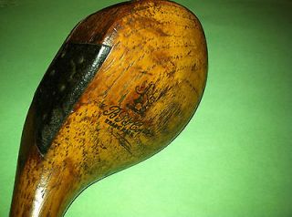 RARE c.1898 antique golf club ONE PIECE WOOD BGI museum quality EARLY