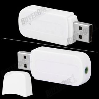 White USB Bluetooth A2DP 3.5mm Stereo Audio Receiver Dongle Adapter
