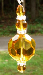 LIGHT LAMP CEILING FAN PULL ROUND FACETED GLASS TOPAZ W/CLEAR CZ