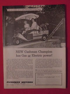 1965 Cushman Motors Gas & Electic Golf Carts Original Print Ad