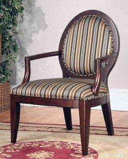 Oversized Retro Antique Wood Accent Arm Chair   Striped