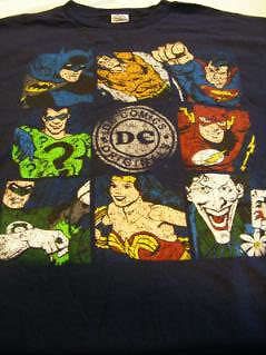 Batman Superman Riddler Flash Blue T Shirt DC Comic New