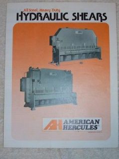 Vtg American Hercules Catalog~Hydrau lic Shears~Machine s