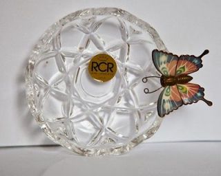 Royal crystal rock Dish with enameled butterfly made in Italy