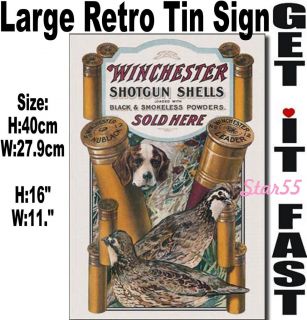 Winchester Rifle Shotgun Vintage Retro Metal Tin Wall Plaque Sign 940