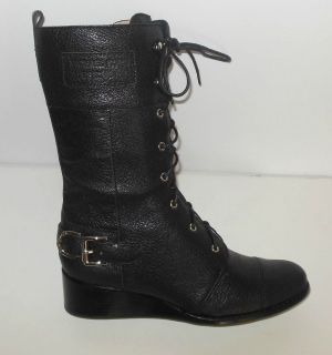MICHAEL KORS New Size 7.5 Black Leather Military Combat Boots Woodley