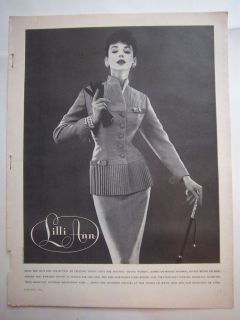 1955 Vintage Lilli Ann Womens Suit Fabric of France Bamboo Design Ad