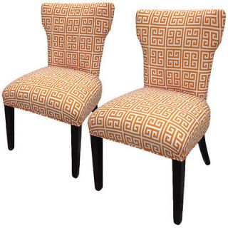 Sole Designs Orange White Amelia Upholstered Accent Dining Chairs set