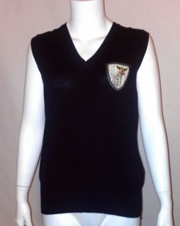 Adolfo Dominguez black sleeveless v neck sweater size S *FREE SHIP