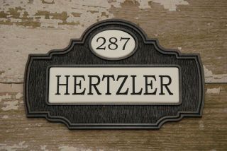 House Address Sign   Cold Cast Urethane and Corian 10 7/8 X 6 7/8