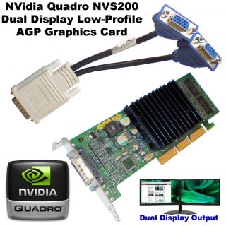 Nvidia Quadro4 NVS 200 AGP 64MB dual display Card+VGA Splitter cable