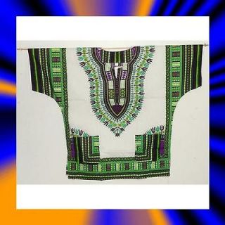 African White Green DASHIKI 100% Cotton Africa Fashion Clothing OSFM